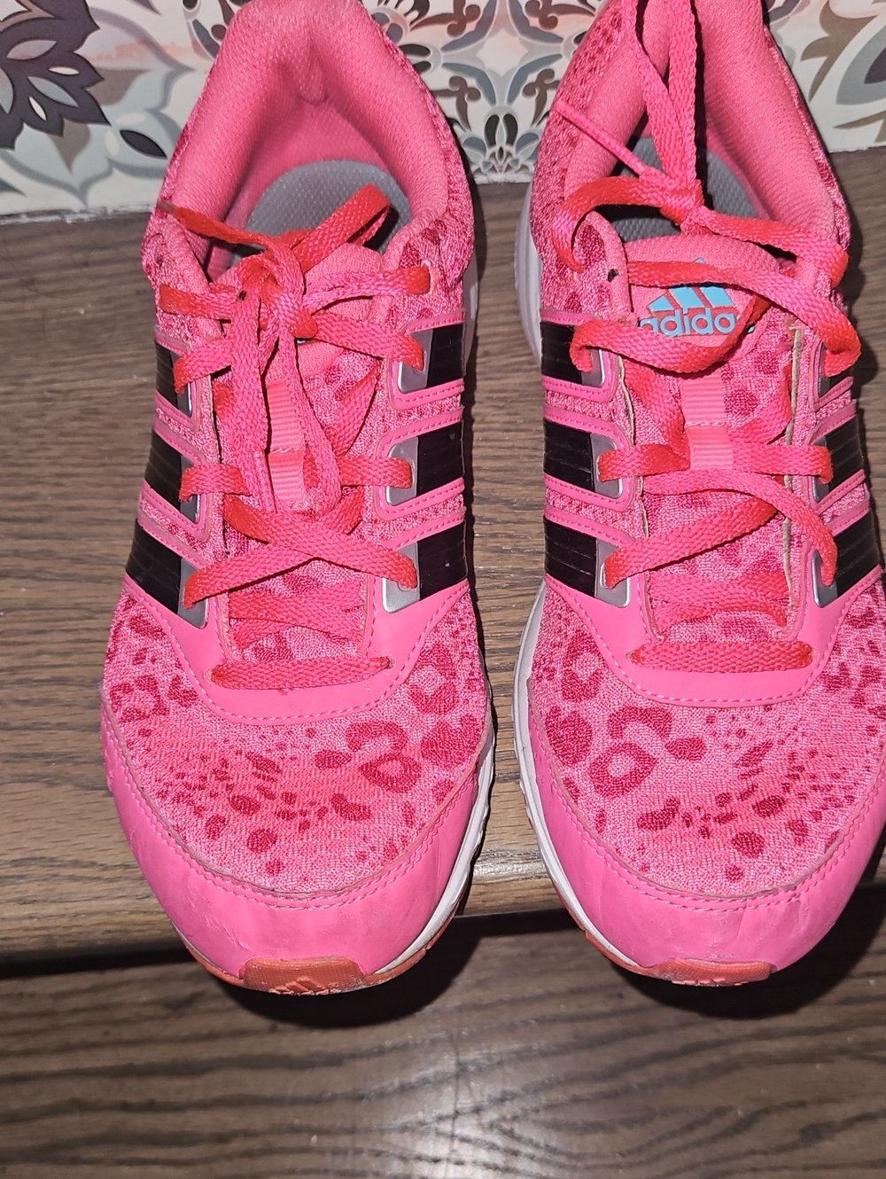 adidas Women’s Pink Leopard-Print Athletic Sneakers